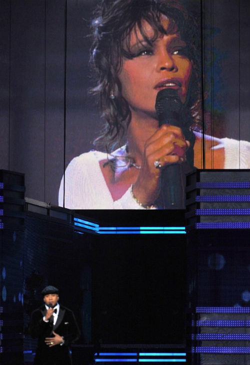 Host LL Cool J pays tribute to singer Whitney Houston onstage at the 54th Annual GRAMMY Awards held at Staples Center on February 12, 2012 in Los Angeles, California. [Photo: CFP]